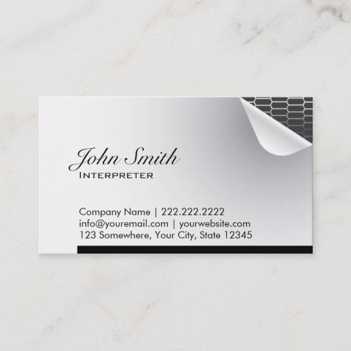 Customizable Cool Steel Inside Interpreter Business Card