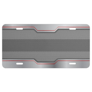 Cool Steel & Metal Mesh Red Stripe - CUSTOMIZE License Plate