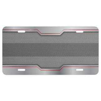 Cool Steel & Metal Mesh Red Stripe - CUSTOMIZE License Plate