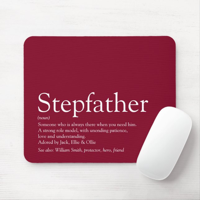 Cool Stepfather, Stepdad Definition Fun Burgundy Mouse Pad (With Mouse)