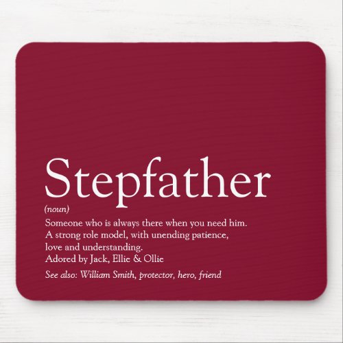 Cool Stepfather Stepdad Definition Fun Burgundy Mouse Pad