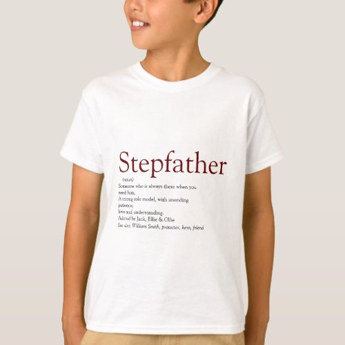 Cool Stepfather Stepdad Definition Fun Gray kids T_Shirt