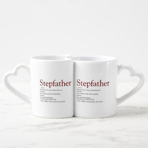 Cool Stepfather, Stepdad Definition Fun Gray Mouse Coffee Mug Set