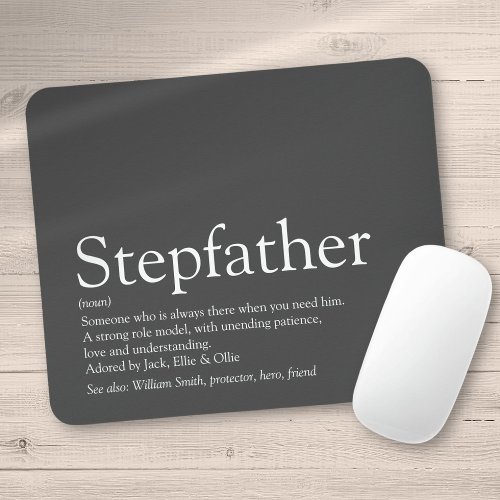 Cool Stepfather Stepdad Definition Fun Gray Mouse Pad