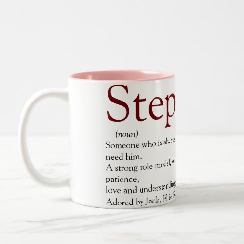 Cool Stepfather Stepdad Definition Fun Gray pink Two_Tone Coffee Mug