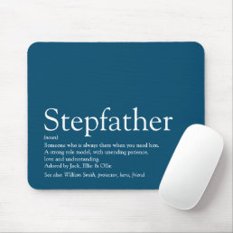 Cool Stepfather Stepdad Definition Fun Modern Blue Mouse Pad