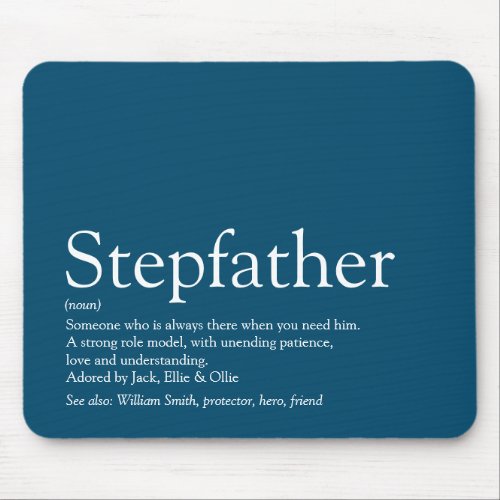 Cool Stepfather Stepdad Definition Fun Modern Blue Mouse Pad