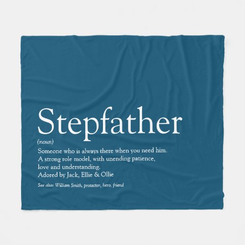 Cool Stepfather Stepdad Definition Modern Blue Fleece Blanket