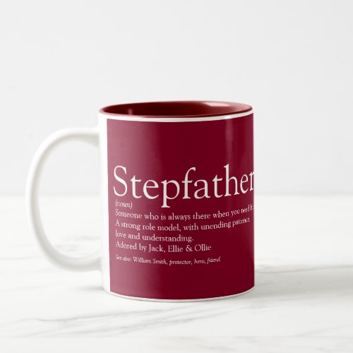 Cool Stepfather Stepdad Definition Modern Burgundy Two_Tone Coffee Mug