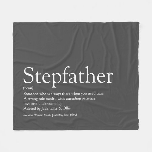 Cool Stepfather Stepdad Definition Modern Gray Fleece Blanket