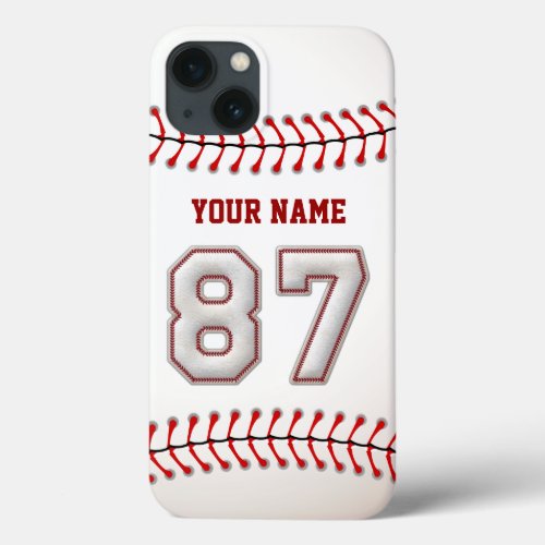 Cool Stitched Baseball Number 87 iPhone 13 Case
