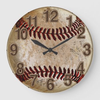 Cool Stone Look Vintage Baseball Clock For Him by YourSportsGifts at Zazzle