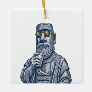 Cool Stone Man Vintage Art Black Ornament