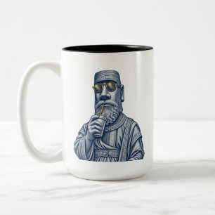 Cool Stone Man Vintage Art Two-Tone Coffee Mug