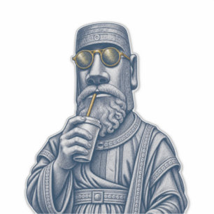 Cool Stone Man Vintage Vinyl Sticker