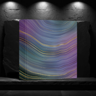 Cool Strata Beautiful Blue Purple and Gold Agate 3 Ring Binder