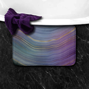 Cool Strata Beautiful Blue Purple and Gold Agate Bath Mat