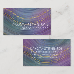Cool Strata Beautiful Blue Purple and Gold Agate Business Card