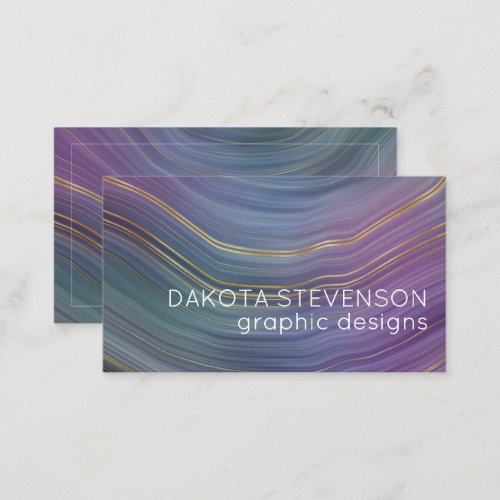 Cool Strata  Beautiful Blue Purple and Gold Agate Business Card