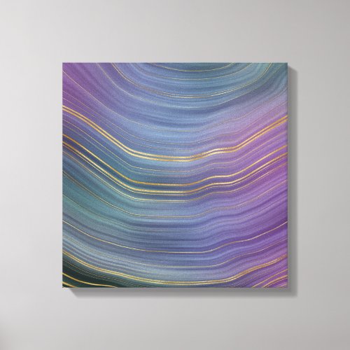 Cool Strata  Beautiful Blue Purple and Gold Agate Canvas Print
