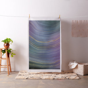 Cool Strata Beautiful Blue Purple and Gold Agate Fabric