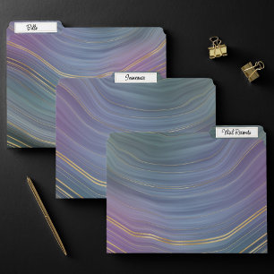 Cool Strata   Beautiful Blue Purple and Gold Agate File Folder