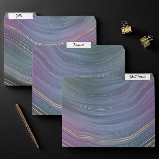 Cool Strata | Beautiful Blue Purple and Gold Agate File Folder (Creator Uploaded)