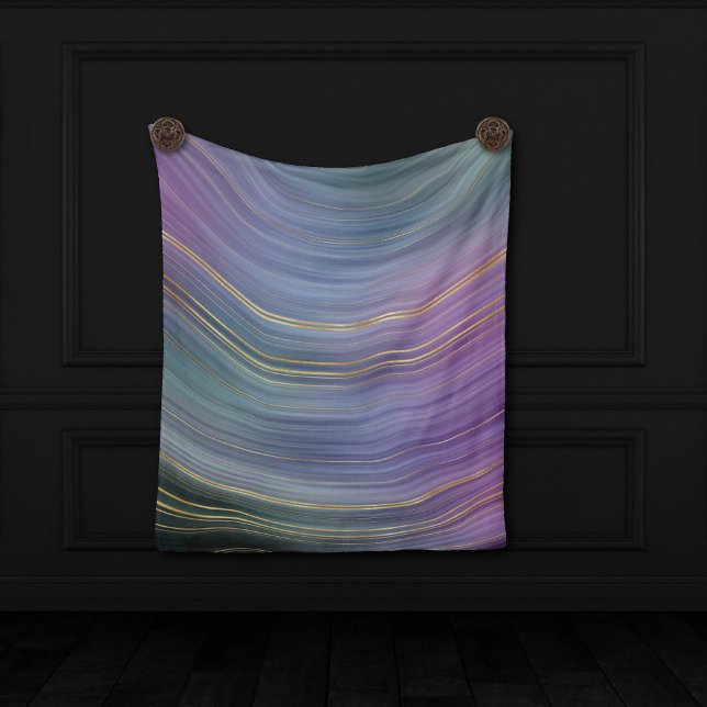 Cool Strata | Beautiful Blue Purple and Gold Agate Fleece Blanket (Creator Uploaded)