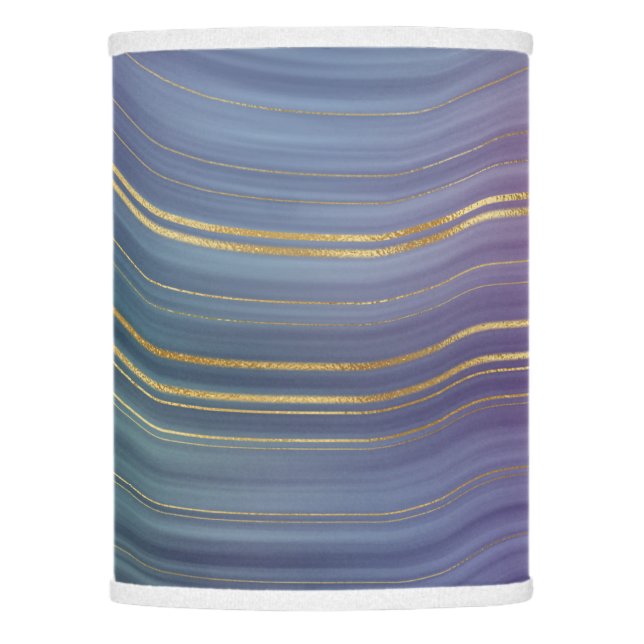 Cool Strata | Beautiful Blue Purple and Gold Agate Lamp Shade (Front)