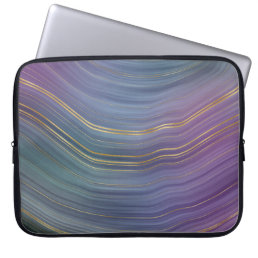 Cool Strata | Beautiful Blue Purple and Gold Agate Laptop Sleeve