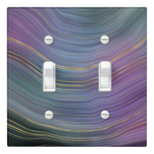 Cool Strata  Beautiful Blue Purple and Gold Agate Light Switch Cover