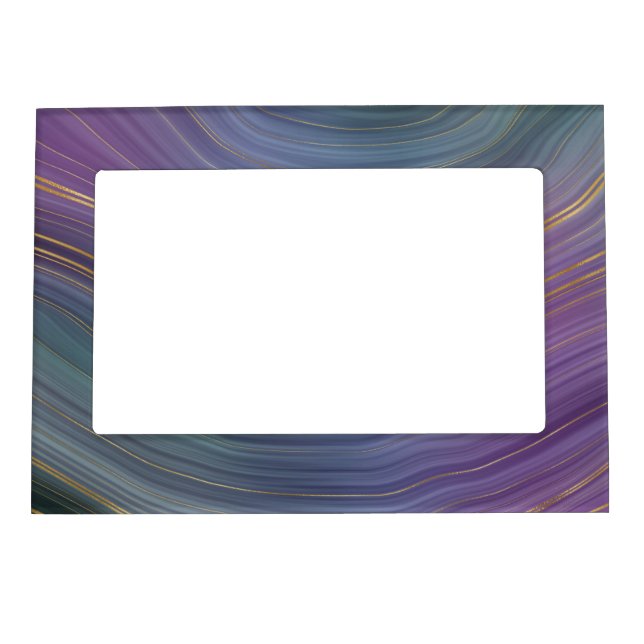 Cool Strata | Beautiful Blue Purple and Gold Agate Magnetic Frame (Front)