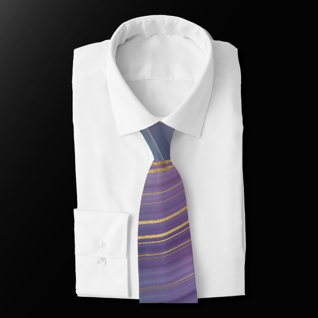Cool Strata | Beautiful Blue Purple and Gold Agate Neck Tie (Creator Uploaded)