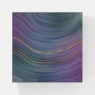 Cool Strata Beautiful Blue Purple and Gold Agate Paperweight