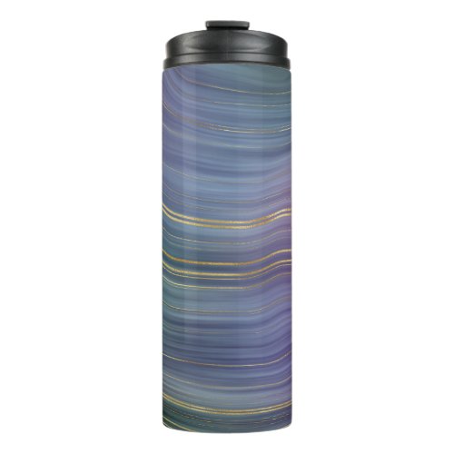 Cool Strata  Beautiful Blue Purple and Gold Agate Thermal Tumbler