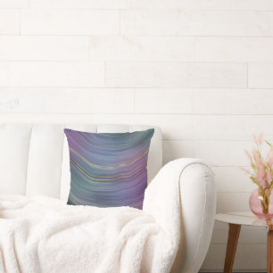Cool Strata Beautiful Blue Purple and Gold Agate Throw Pillow