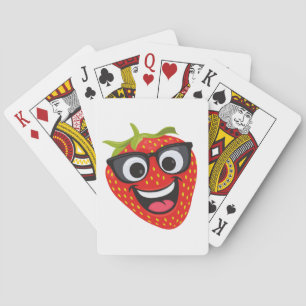 Cool Strawberry Character – Fun Kawaii Fruit Art Poker Cards