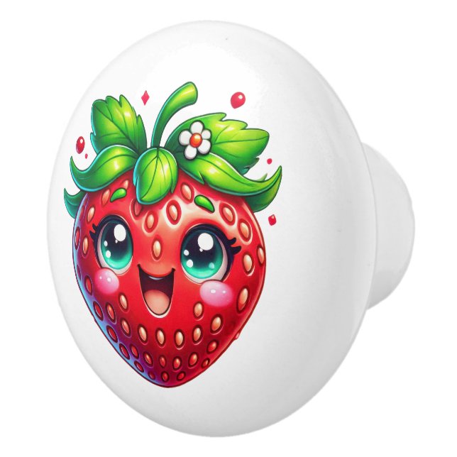 Cool strawberry lovers kitchen  ceramic knob (Right)