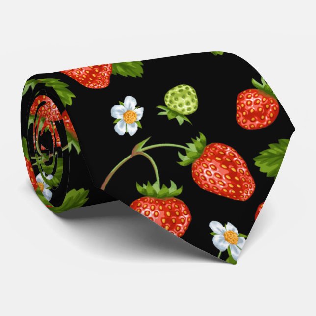 cool strawberry pattern fruit  neck tie (Rolled)