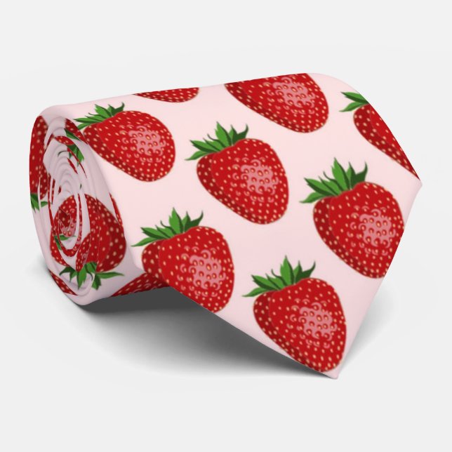 cool strawberry pattern fruit neck tie (Rolled)