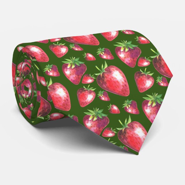 cool strawberry tiled fruit pattern neck tie (Rolled)