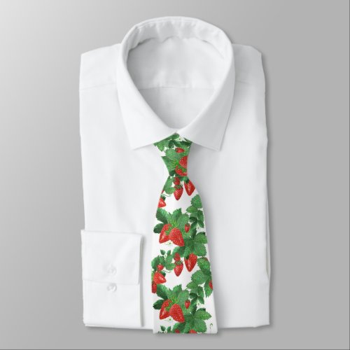cool strawberry tiled pattern fruit neck tie