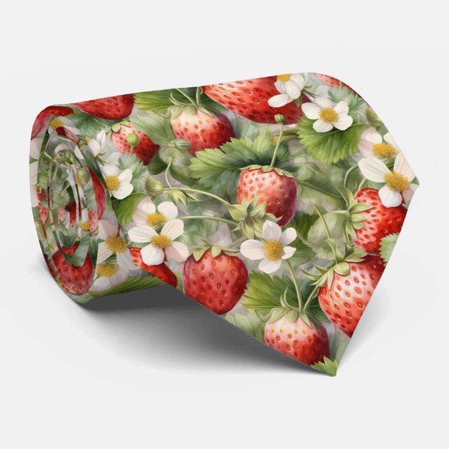 Cool Strawberry tiled pattern Neck Tie (Rolled)