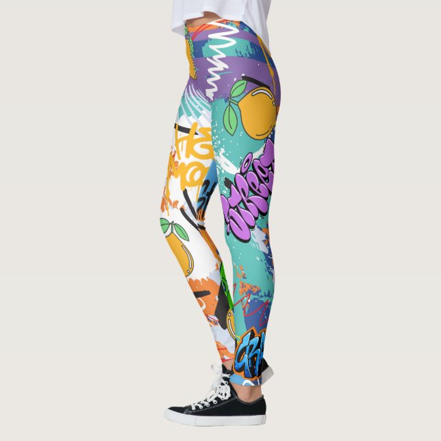 Cool street art l Hippie pattern l Modern cute Leggings (Left)