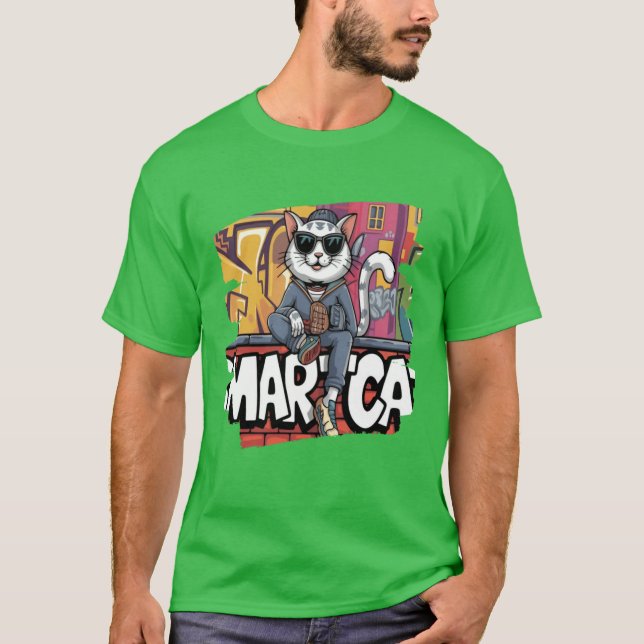 Cool Street Cat Hip Hop Graffiti Urban Style Cat D T-Shirt (Front)