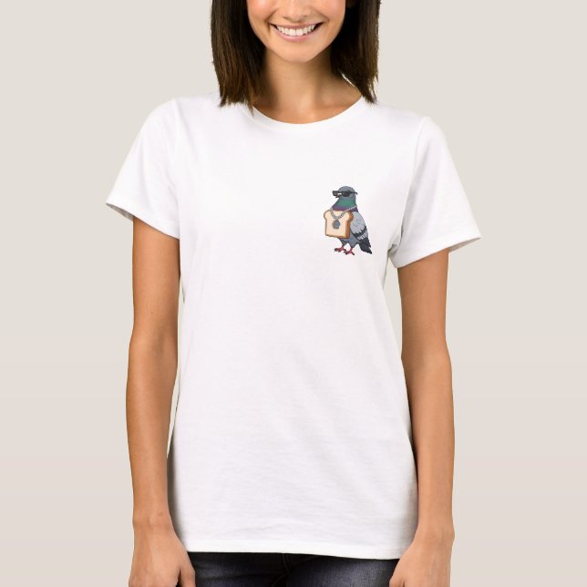 Cool Street Pigeon Illustration Wearing Sunglasses T-Shirt (Front)