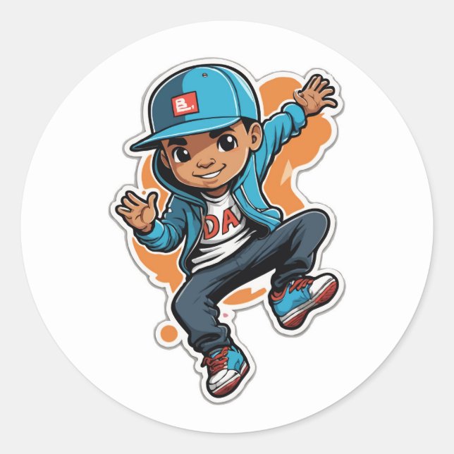 Cool Street Style Boy Cartoon Character Sticker (Front)