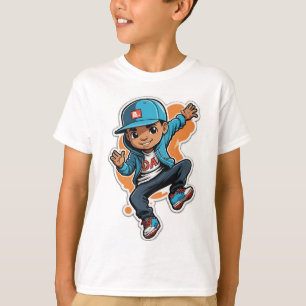 Cool Street Style Boy Cartoon Character Sticker T-Shirt