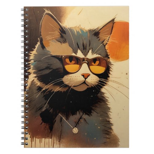 Cool Streetwear Graffiti Cat with Sunglasses Graph Notebook