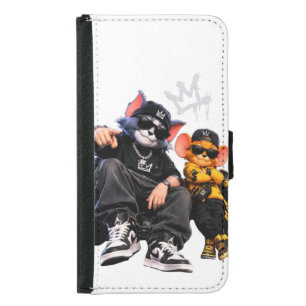 Cool Streetwear Hip-Hop Cat Round Keychain Samsung Galaxy S5 Wallet Case